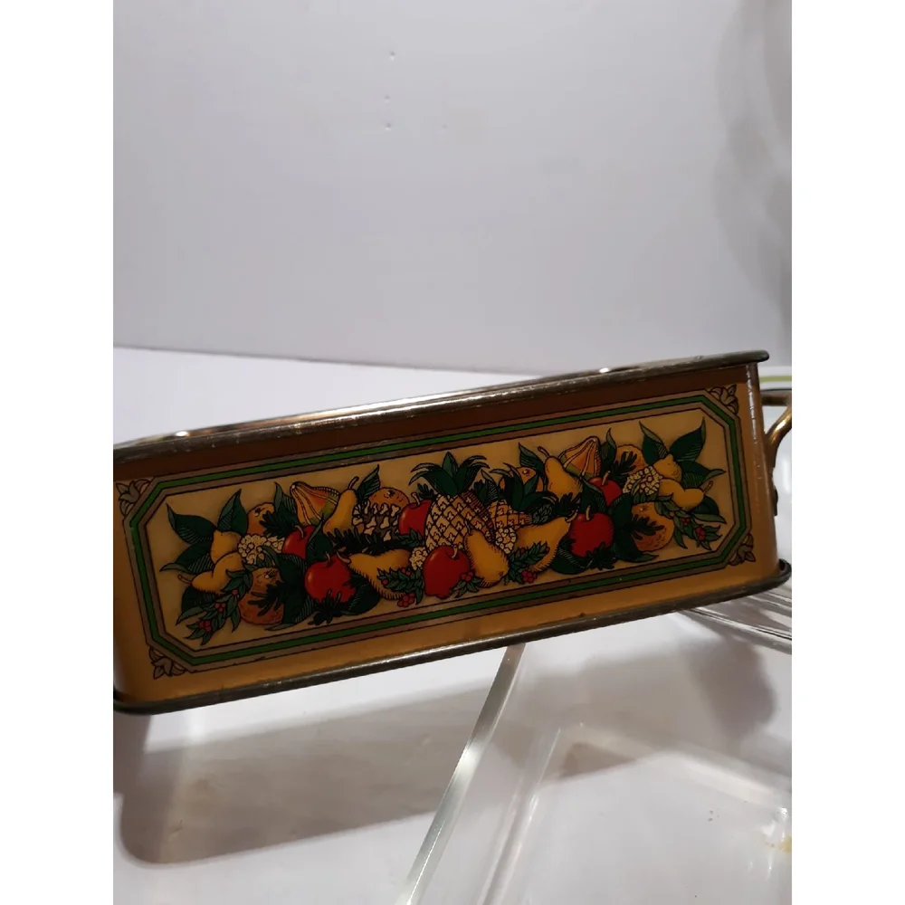 Vintage 1981 Teleflora metal Pyrex 213 loaf pan holder